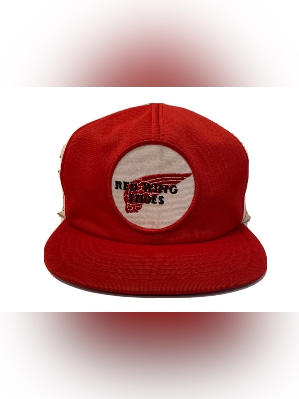 Vintage Denim Trucker Hat Red Wing Shoes Snapback Made in USA Rare Red